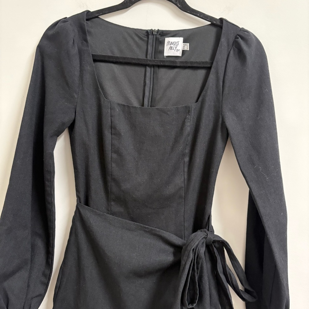 Princess Polly Womens Size 2 Long Sleeve Wrap Dress Square Neck - Picture 3 of 8